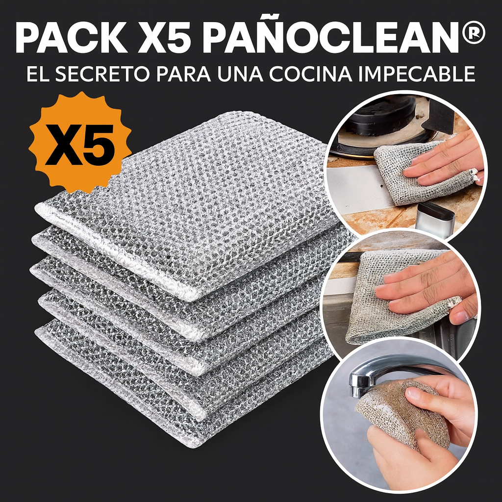 PACK X5 PAÑOCLEAN® EL SECRETO PARA UNA COCINA IMPECABLE