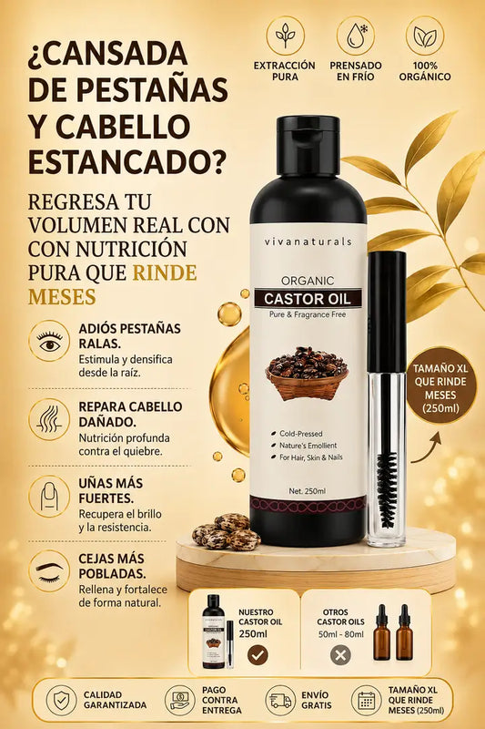 Aceite de Ricino Orgánico Viva Naturals 250ml + Rímel