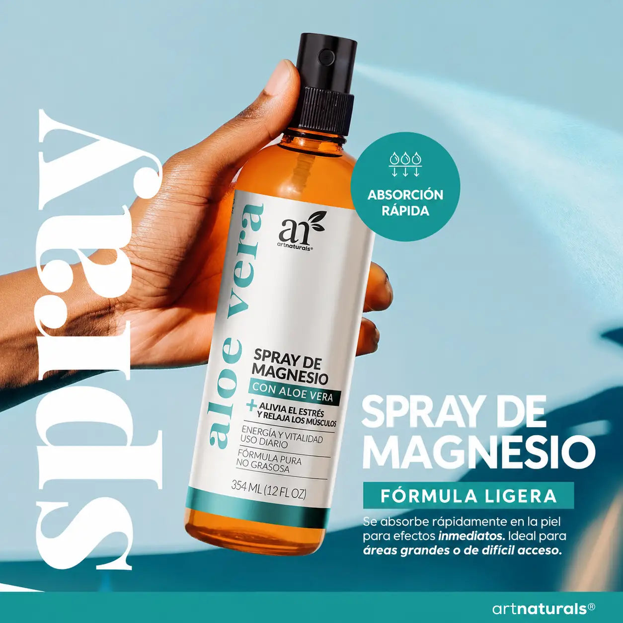 Duo de Magnesio ArtNaturals - Aceite + Loción con Aloe Vera
